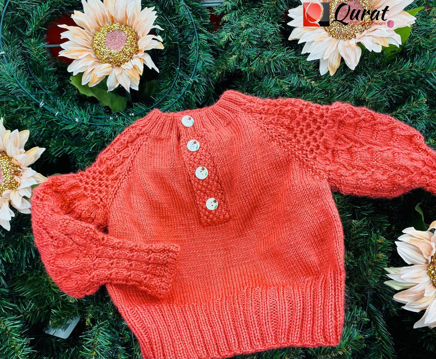 Coral raglan pullover, 2T-5T